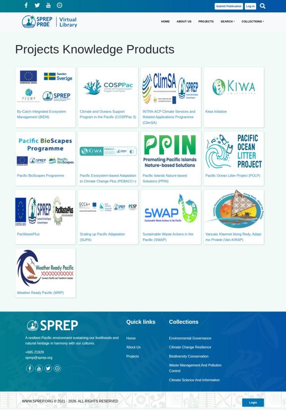 SPREP Virtual Library: Screenshot 1