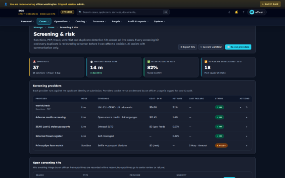 Embassy Portal: Screening risk