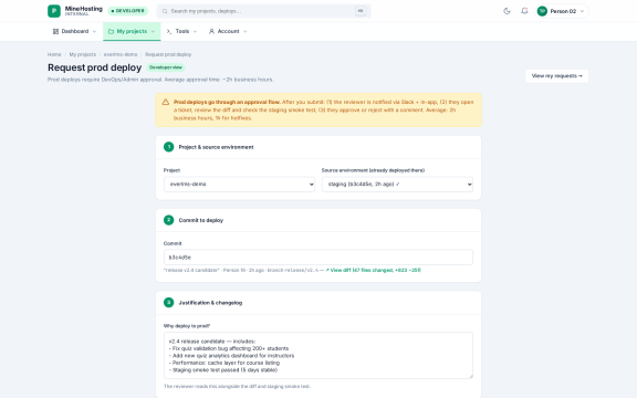 MineHosting: Request deploy