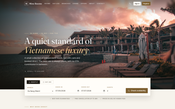 Mine Rooms: Public booking site