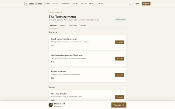 Mine Rooms: Qr room service