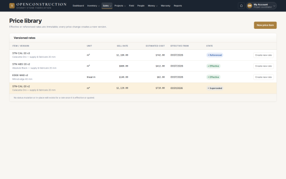 OpenConstruction: Price library