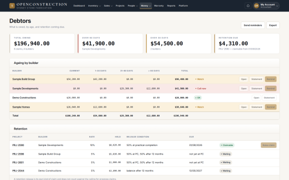 OpenConstruction: Debtors