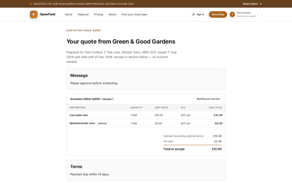 OpenField: Quote decision