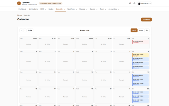 OpenField: Work calendar