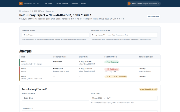 Shipment Control: Hold survey